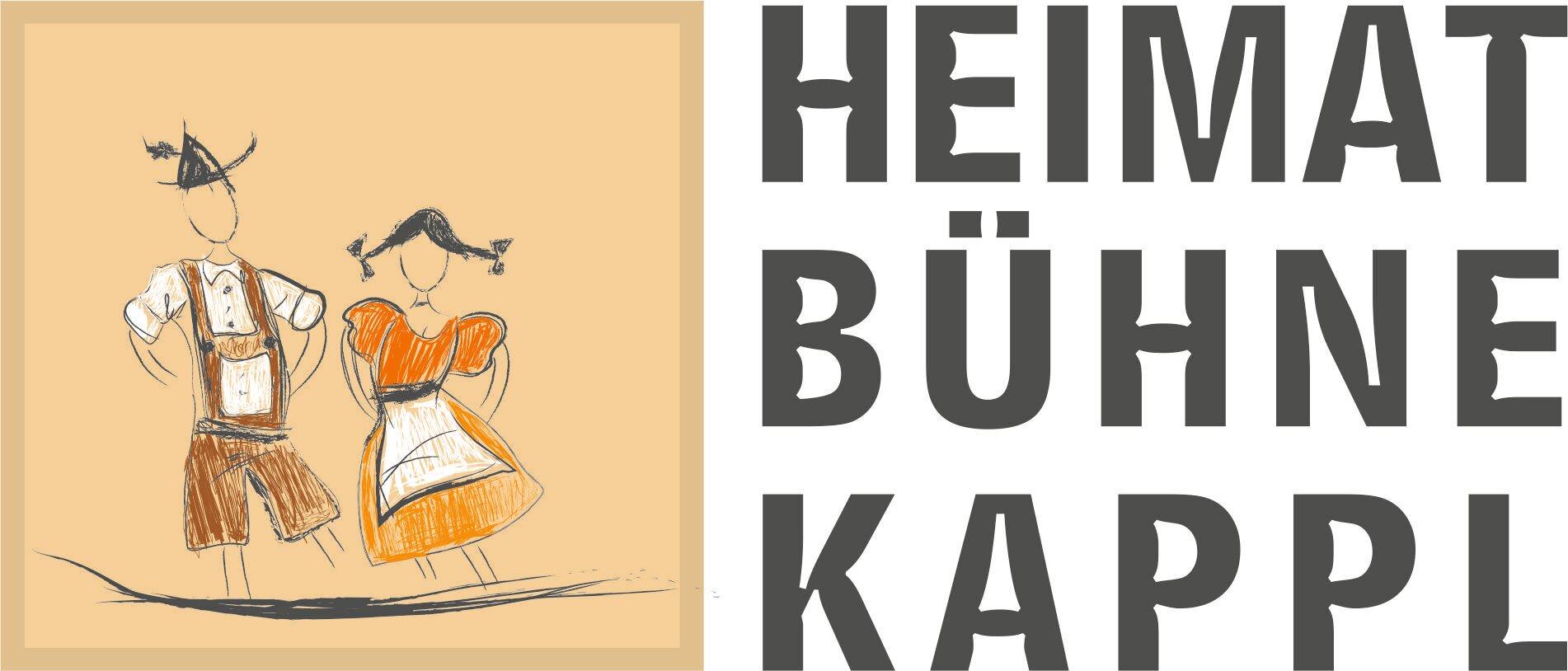 A simply sketched pair in traditional costume. The text "HEIMAT BUEHNE KAPPLI" accompanies the image.