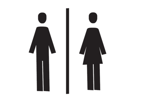 A sign with the symbols for men and women. It indicates the different restrooms for both genders.