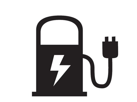 An electric charging point with a lightning symbol. It indicates a connection to a power source.